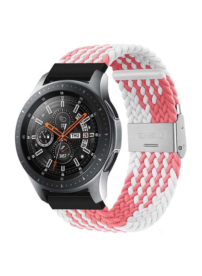 بيرفيي Adjustable Braided Solo Loop Band for Samsung Galaxy Watch3 45mm Pink/White - Image 2