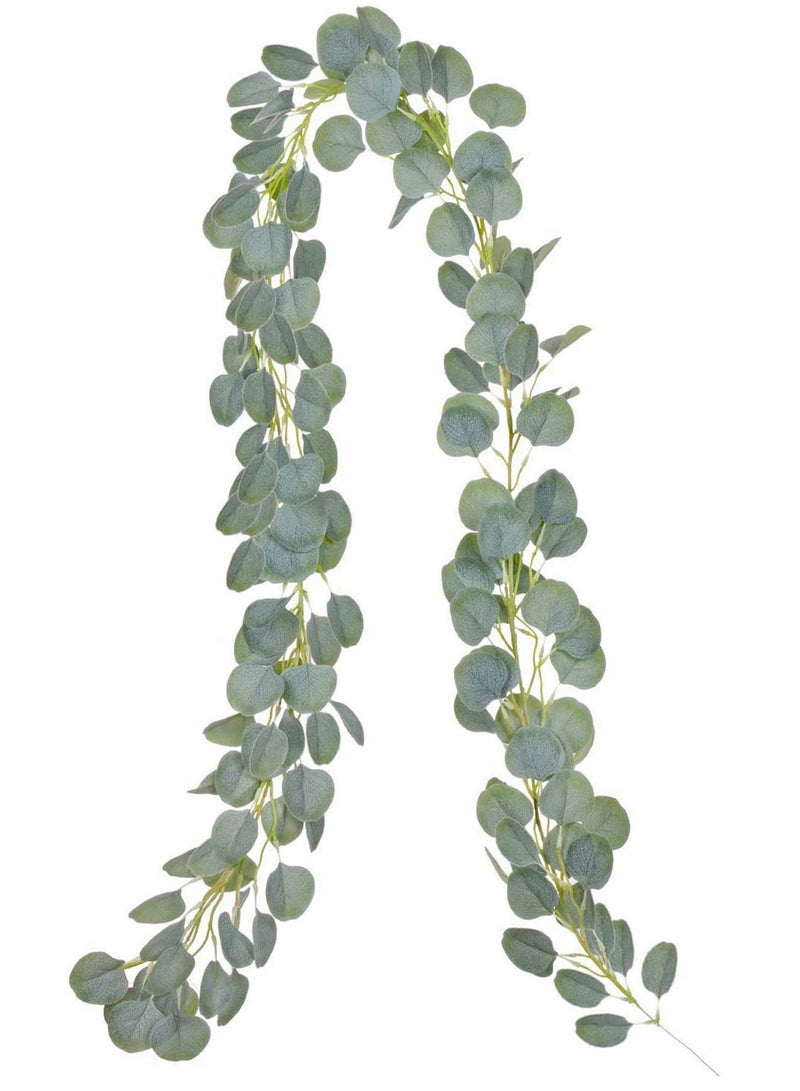 SOLARAE Artificial Eucalyptus Garland Vines Detachable Faux Eucalyptus Leaves Foliage Plastic Garland Greenery Hanging Plant Wedding Backdrop Arch Wall Decor - Image 1