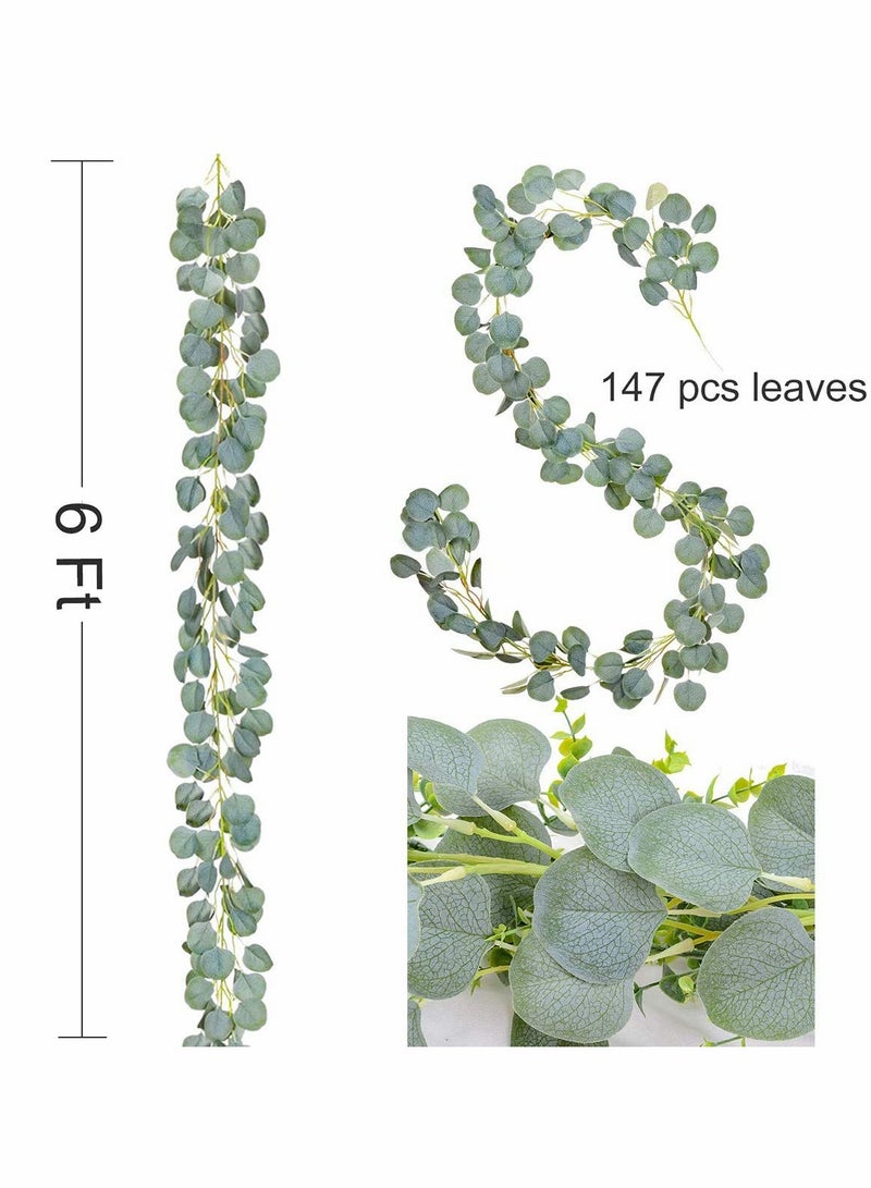SOLARAE Artificial Eucalyptus Garland Vines Detachable Faux Eucalyptus Leaves Foliage Plastic Garland Greenery Hanging Plant Wedding Backdrop Arch Wall Decor - Image 4