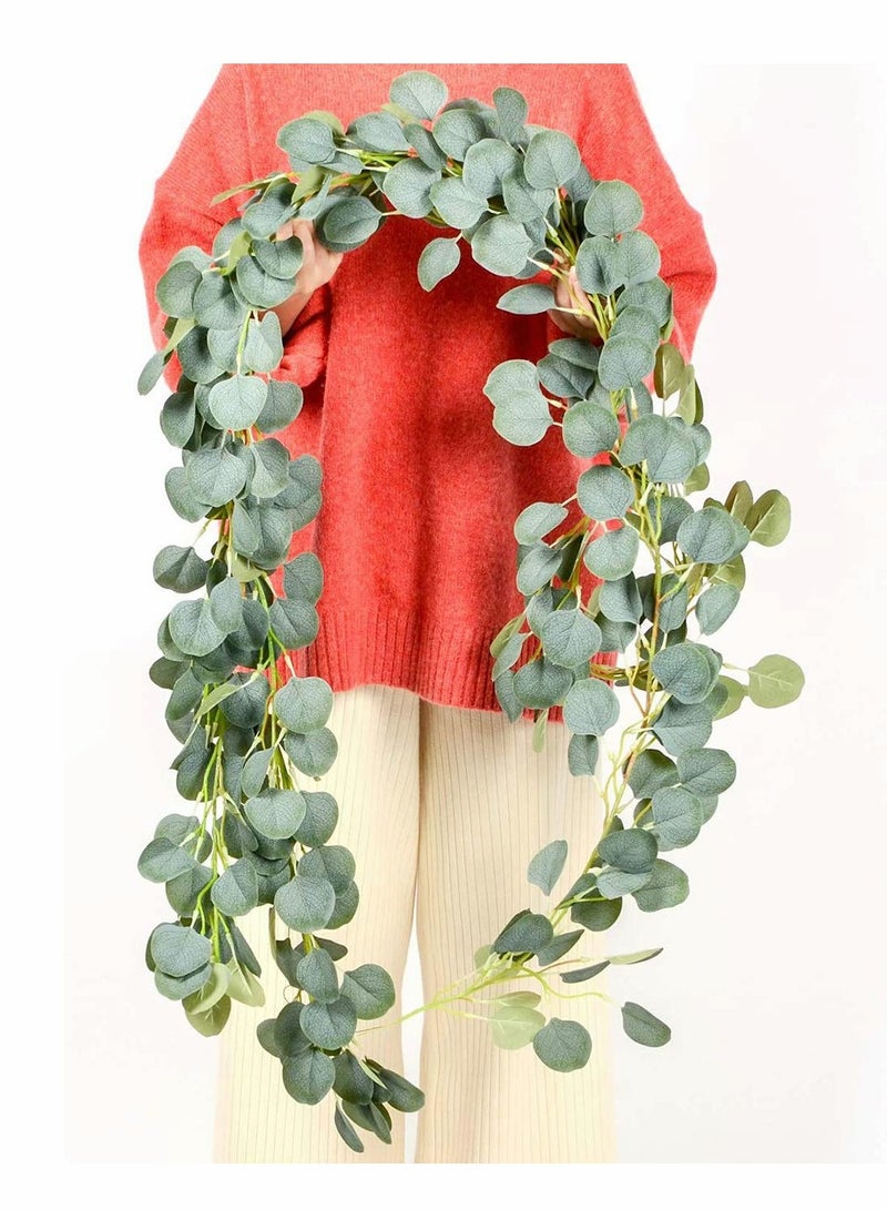 SOLARAE Artificial Eucalyptus Garland Vines Detachable Faux Eucalyptus Leaves Foliage Plastic Garland Greenery Hanging Plant Wedding Backdrop Arch Wall Decor - Image 5