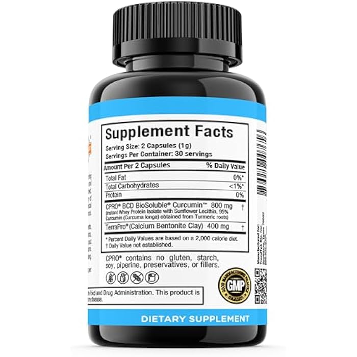 curcuminpro Detox Capsules | Organic Turmeric Supplement with BioSoluble BCD & Natural Bentonite Clay | High Absorption Vegan Curcumin Blend for Gut and Heart Wellness | 60 Count - Image 3