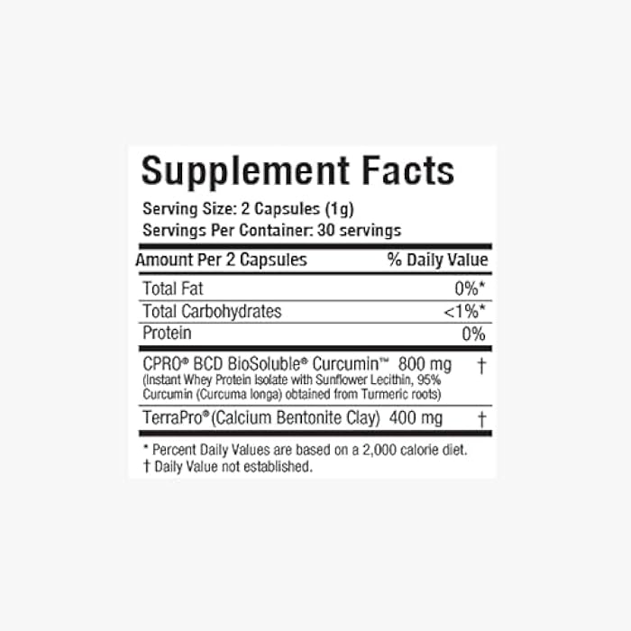 curcuminpro Detox Capsules | Organic Turmeric Supplement with BioSoluble BCD & Natural Bentonite Clay | High Absorption Vegan Curcumin Blend for Gut and Heart Wellness | 60 Count - Image 2