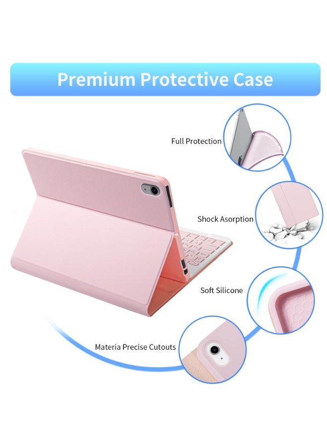 UCHUANG Compatible with iPad 10th 10.9 inch Generation 2022 Keyboard Case, with Arabic Bluetooth Detachable Keyboard, Built in Pencil Holder - Pink - Image 4