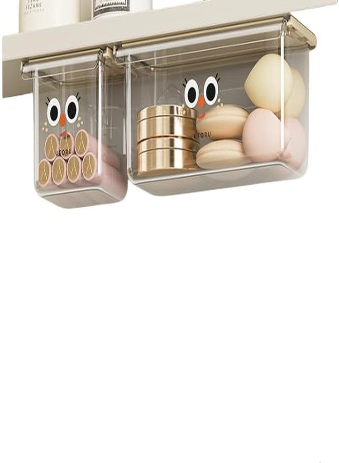 Reflygen Self-Adhesive Under-Desk Drawer Slide-Out Organiser With Hanging Clear Acrylic Shelf Storage Organiser For Office Kitchen, Cupboards, Tables, Counters For Added Space (Large + Small) Two-Piece Set - Image 1