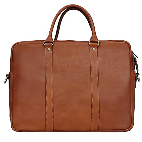 Banuce Full Grain Italian Leather Briefcase for Men 14 Inch Laptop Bag Attache Case with Detachable and Adjustale Strap for Business Work Bags Vintage Brown - Image 1