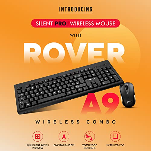 CIRCLE COMPLETE TECHNOLOGY Circle Silent Pro Wireless Keyboard Combo A9 (Black) with DPI 800/1200/1600 with Unique Slim Design, Spill Resistance, Ultra Low Battery Power Consumption, KAILH Silent Switch in Mouse. - Image 3