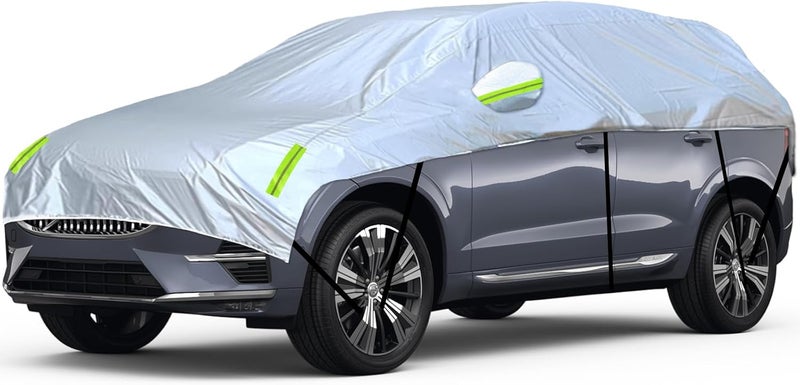 NIGOOLATA SUV Half Car Cover Silver Car Windshield Sunroof Sunshade Snow Cover Universal Fits Length 185"-200" - Image 1