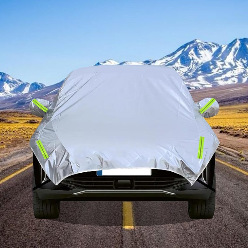 NIGOOLATA SUV Half Car Cover Silver Car Windshield Sunroof Sunshade Snow Cover Universal Fits Length 185"-200" - Image 5