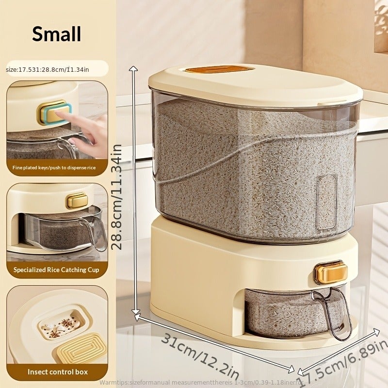 22 Lb/10kg Large Capacity Rice Container with Measuring Cup and Time Markings - Plastic Grain Storage Bin - Airtight,, Moisture-Proof Flour Storage Container, Rice Bin, Storage Container for Flour, Grains, Beans, Pet Food, Cat Food, Dog - Image 4