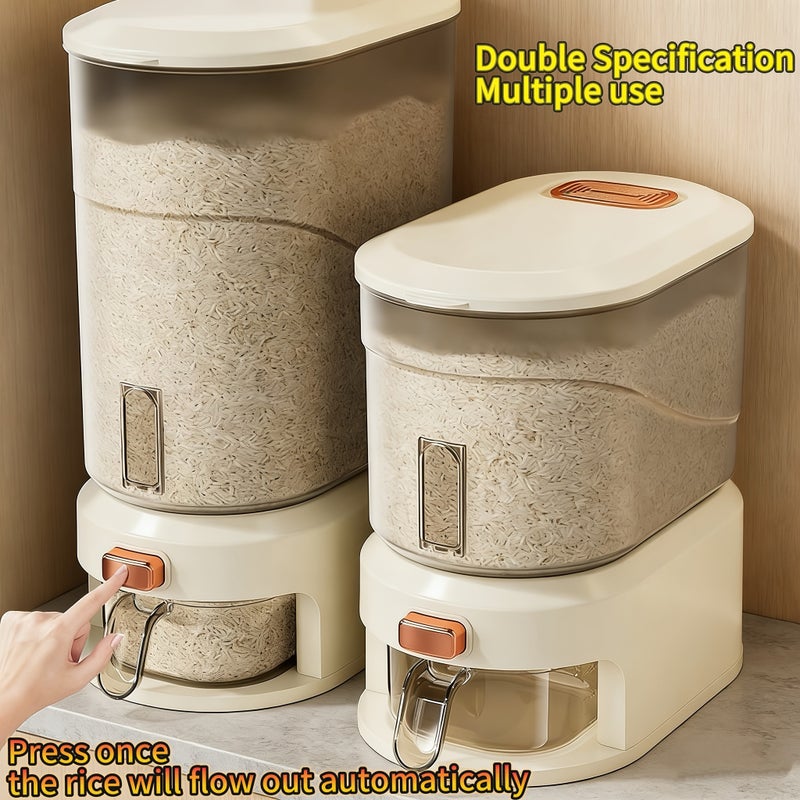 22 Lb/10kg Large Capacity Rice Container with Measuring Cup and Time Markings - Plastic Grain Storage Bin - Airtight,, Moisture-Proof Flour Storage Container, Rice Bin, Storage Container for Flour, Grains, Beans, Pet Food, Cat Food, Dog - Image 2