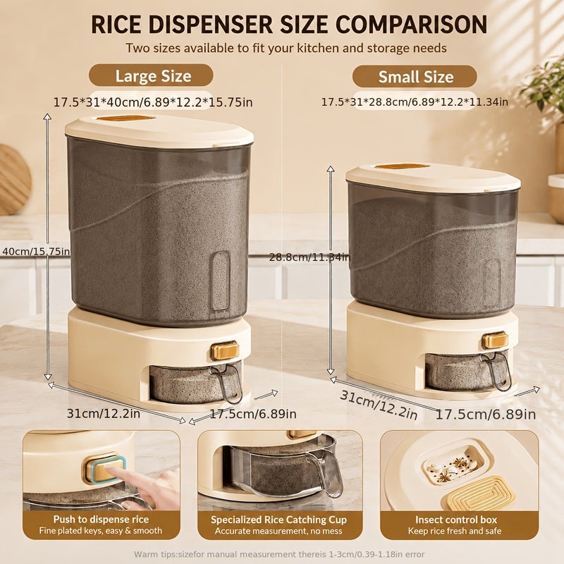 22 Lb/10kg Large Capacity Rice Container with Measuring Cup and Time Markings - Plastic Grain Storage Bin - Airtight,, Moisture-Proof Flour Storage Container, Rice Bin, Storage Container for Flour, Grains, Beans, Pet Food, Cat Food, Dog - Image 5