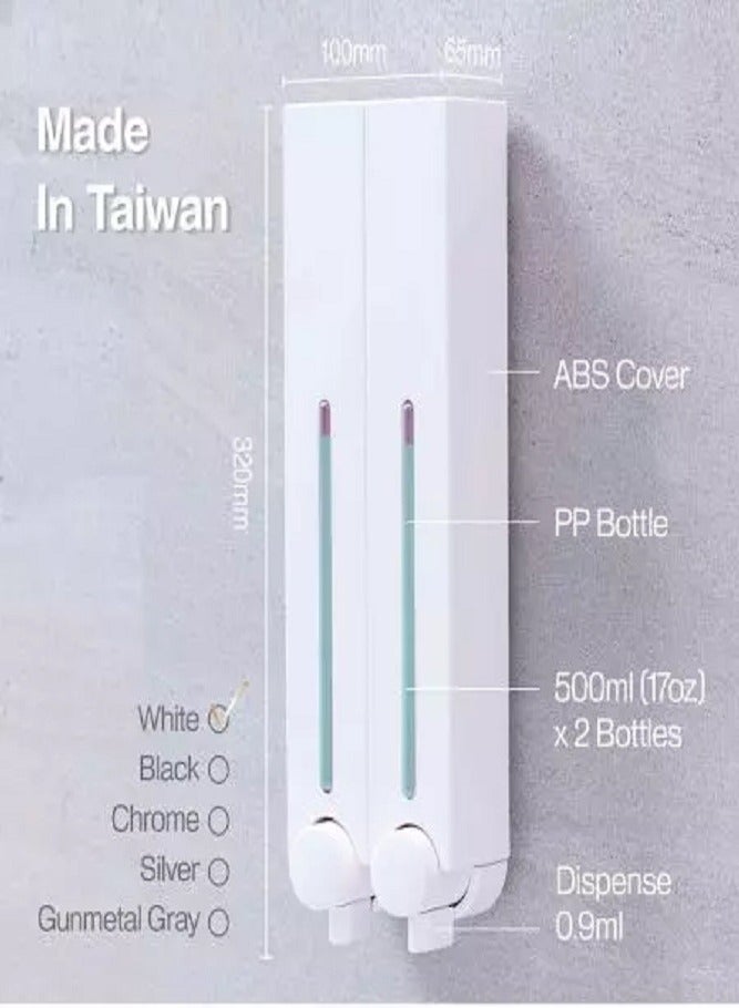 Double Soap Dispenser 500ml X 2 - White - Image 5