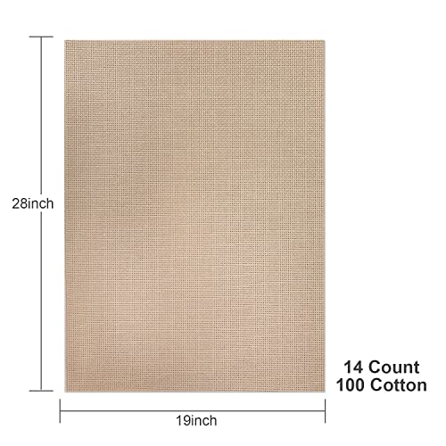 Donmon Aida Cloth 14 Count Cross Stitch Fabric,19×28inch (14CT, Tan) - Image 2