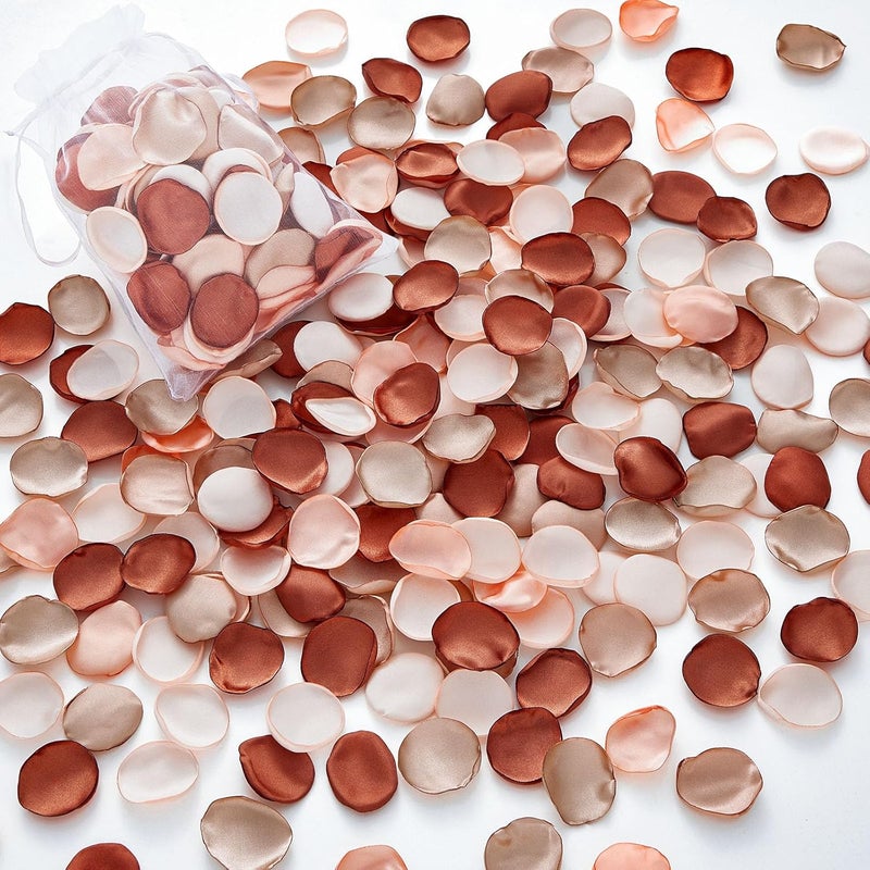 Serwalin 500Pcs Silk Rose Petals Artificial Flower Petals for Weddings Fake Rose Brown Petals Proposal for Wedding Aisle Runner Bridal Shower (4 Color Mixes) - Image 1