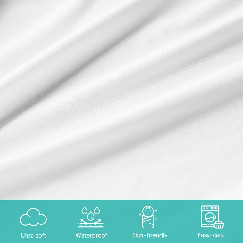 Biloban Changing Pad Cover Waterproof, 2 Pack Diaper Change Table Sheets for Baby Boys Girls, Fitted Cradle Sheets for 32"x16" Contoured Pad, Breathable & Ultra Soft, White - Image 3