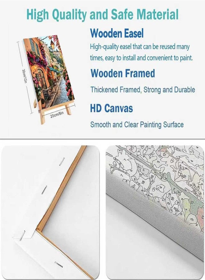 askkqtx 2 Pack Paint by Numbers Kit for Adults with Framed Canvas - with Wooden Easel, Landscape Paint by Number on Canvas, DIY Landscape Acrylic Oil Painting Kits with Brushes for Home Wall Decor 8x12 Inch - Image 4