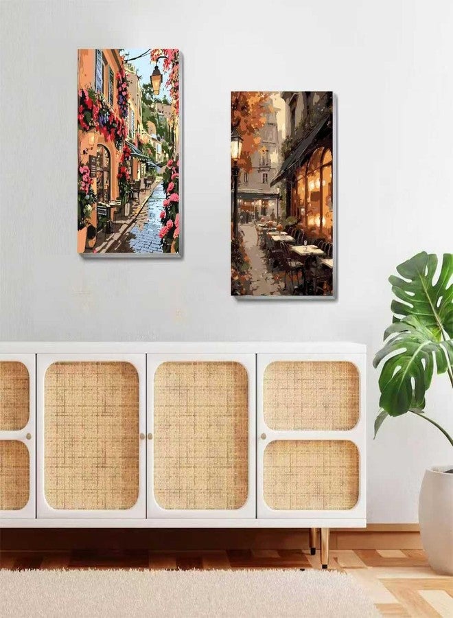 askkqtx 2 Pack Paint by Numbers Kit for Adults with Framed Canvas - with Wooden Easel, Landscape Paint by Number on Canvas, DIY Landscape Acrylic Oil Painting Kits with Brushes for Home Wall Decor 8x12 Inch - Image 2