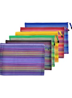 Excefore Zipper Mesh Pouch 6 Pcs Popper Wallet Folders 6 Colors Office Accessories Document Wallets File Zipper Bags Storage Pouch for School Home Office Supply and Travel  - Image 1