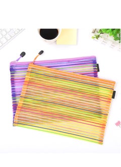 Excefore Zipper Mesh Pouch 6 Pcs Popper Wallet Folders 6 Colors Office Accessories Document Wallets File Zipper Bags Storage Pouch for School Home Office Supply and Travel  - Image 4