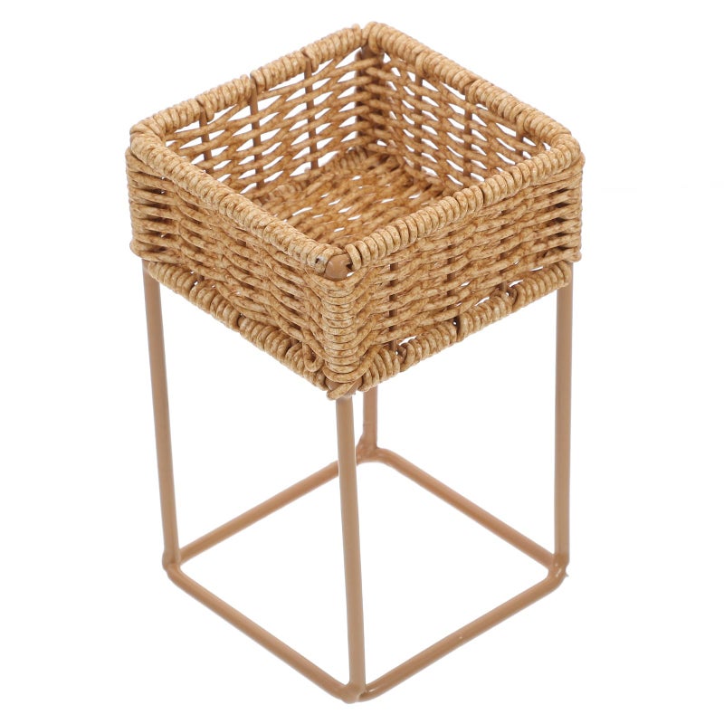 Small Decorative Flower Pot Holder Indoor Outdoor Wicker Basket Display Rack for Home Garden - Image 2