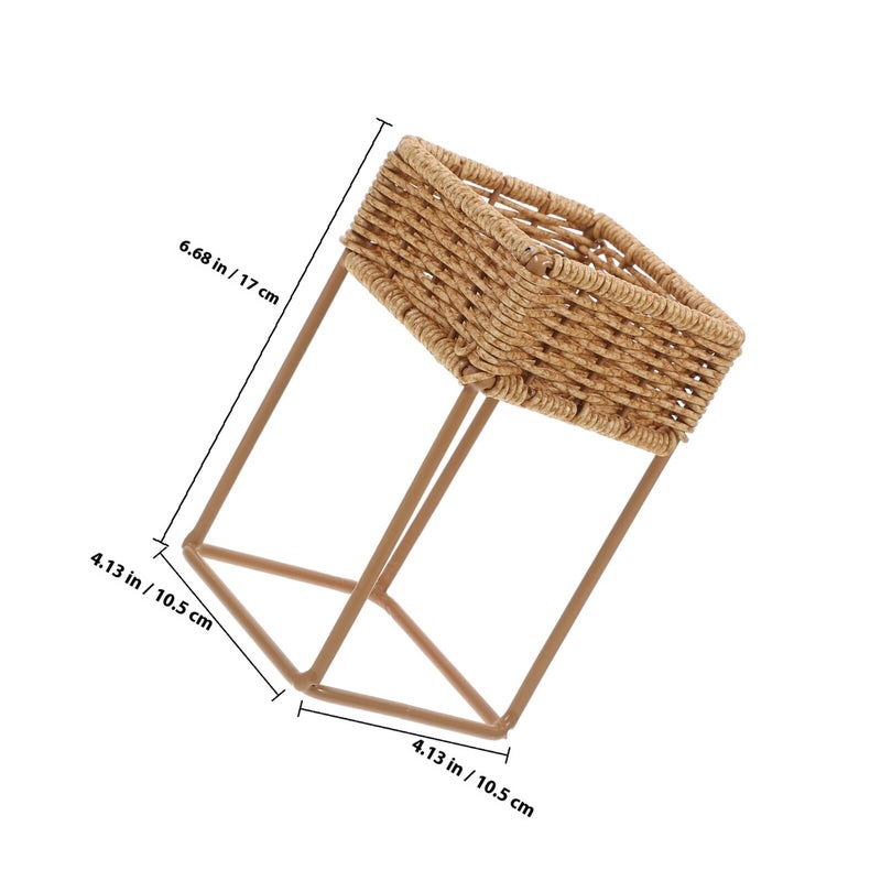 Small Decorative Flower Pot Holder Indoor Outdoor Wicker Basket Display Rack for Home Garden - Image 3