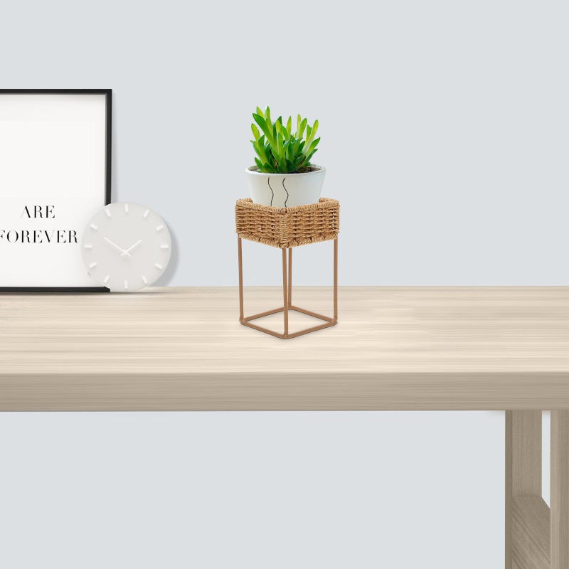 Small Decorative Flower Pot Holder Indoor Outdoor Wicker Basket Display Rack for Home Garden - Image 5