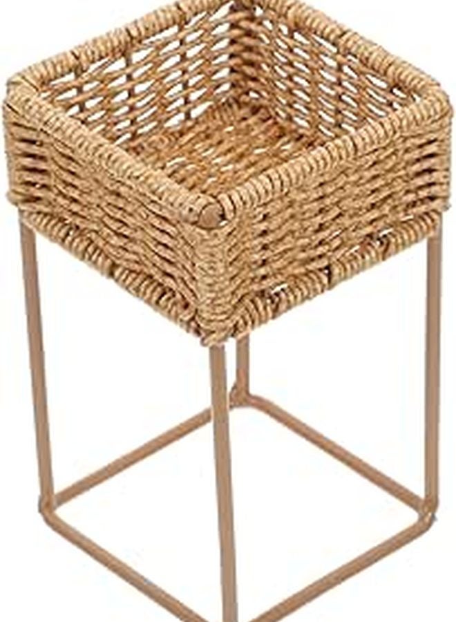 Small Decorative Flower Pot Holder Indoor Outdoor Wicker Basket Display Rack for Home Garden - Image 1