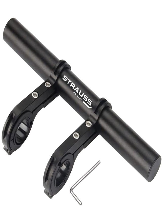 STRAUSS Cycle Handle Bar Extender | Lightweight Durable Bicycle Handle Bar Extension Bracket | Ideal for Holding Motorcycle & E-Bike Lamp Speedometer, GPS Phone | Cycling Accessories, (Black) - Image 1