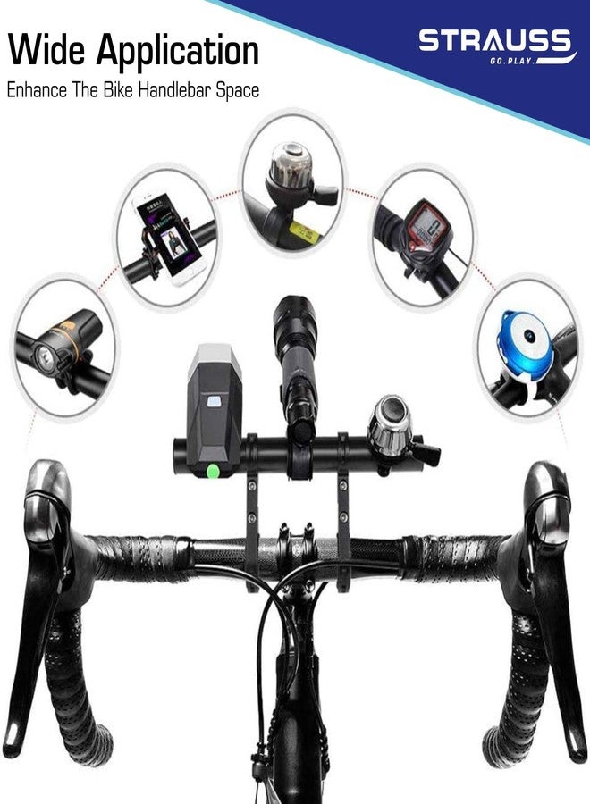 STRAUSS Cycle Handle Bar Extender | Lightweight Durable Bicycle Handle Bar Extension Bracket | Ideal for Holding Motorcycle & E-Bike Lamp Speedometer, GPS Phone | Cycling Accessories, (Black) - Image 2