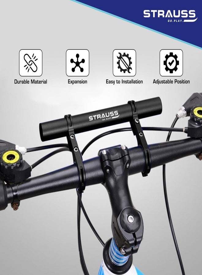 STRAUSS Cycle Handle Bar Extender | Lightweight Durable Bicycle Handle Bar Extension Bracket | Ideal for Holding Motorcycle & E-Bike Lamp Speedometer, GPS Phone | Cycling Accessories, (Black) - Image 3