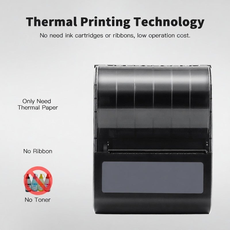 Thermal Printer: 80mm Portable Black ABS Material - Strong Compatibility Direct Printing for Supermarkets Restaurants Express Delivery iOS Android Windows Systems - Image 5