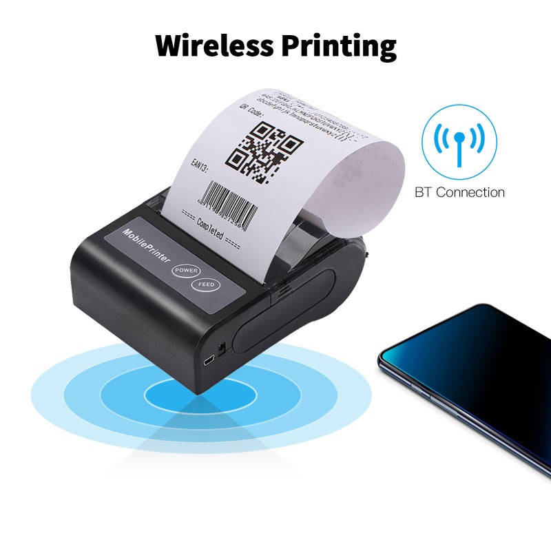 Thermal Printer: 80mm Portable Black ABS Material - Strong Compatibility Direct Printing for Supermarkets Restaurants Express Delivery iOS Android Windows Systems - Image 2