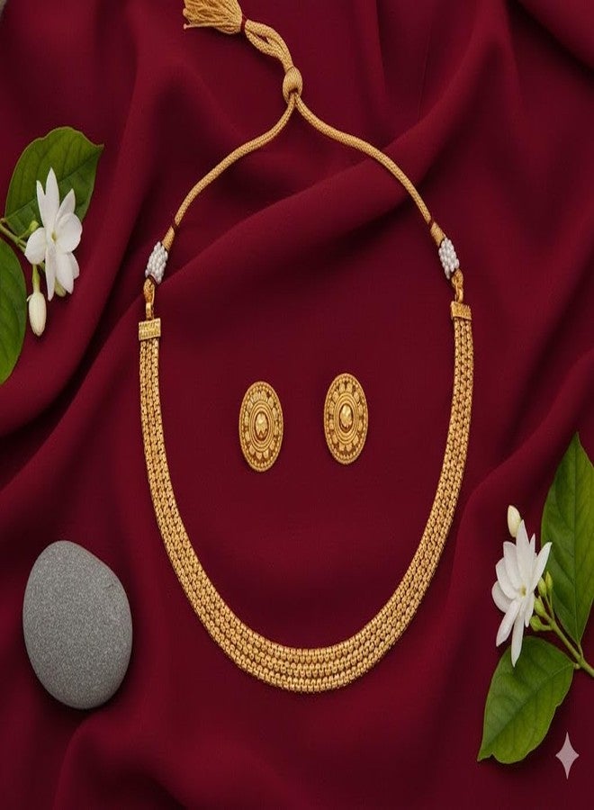 JFL - Traditional Ethnic One Gram Gold Plated Designer Patta Necklace Set with Stud Earring for Women & Girls. - Image 2
