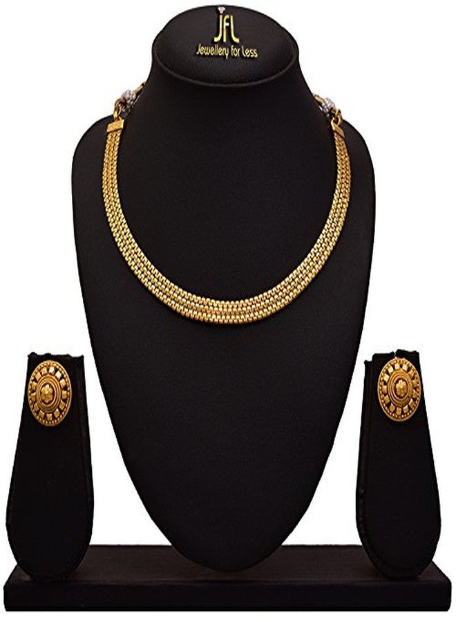 JFL - Traditional Ethnic One Gram Gold Plated Designer Patta Necklace Set with Stud Earring for Women & Girls. - Image 3