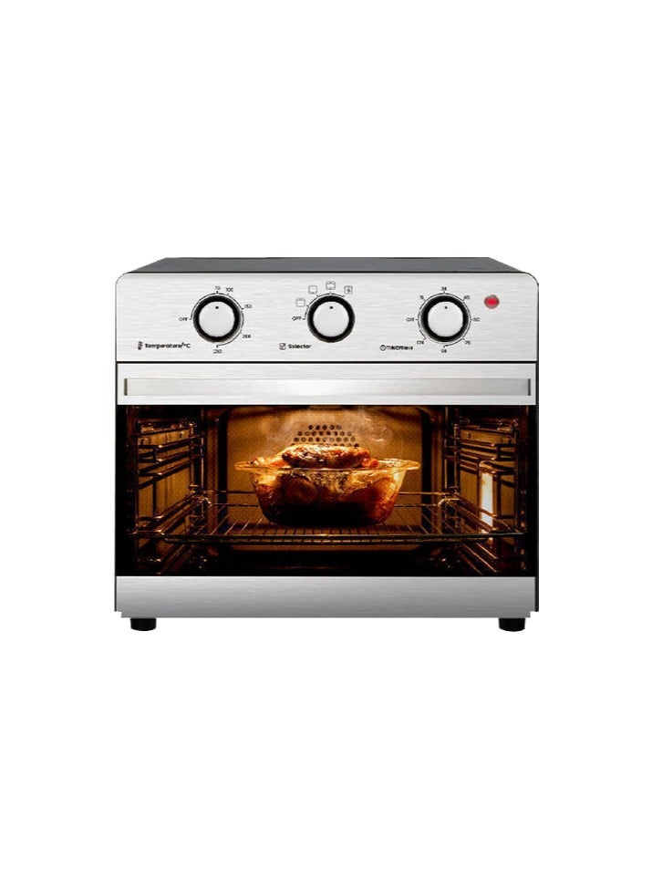 Fresh Air Fryer Oven, 1600 Watt, 25 Liter, 2 Fan, Stainless Steel, Silver, F-25PS