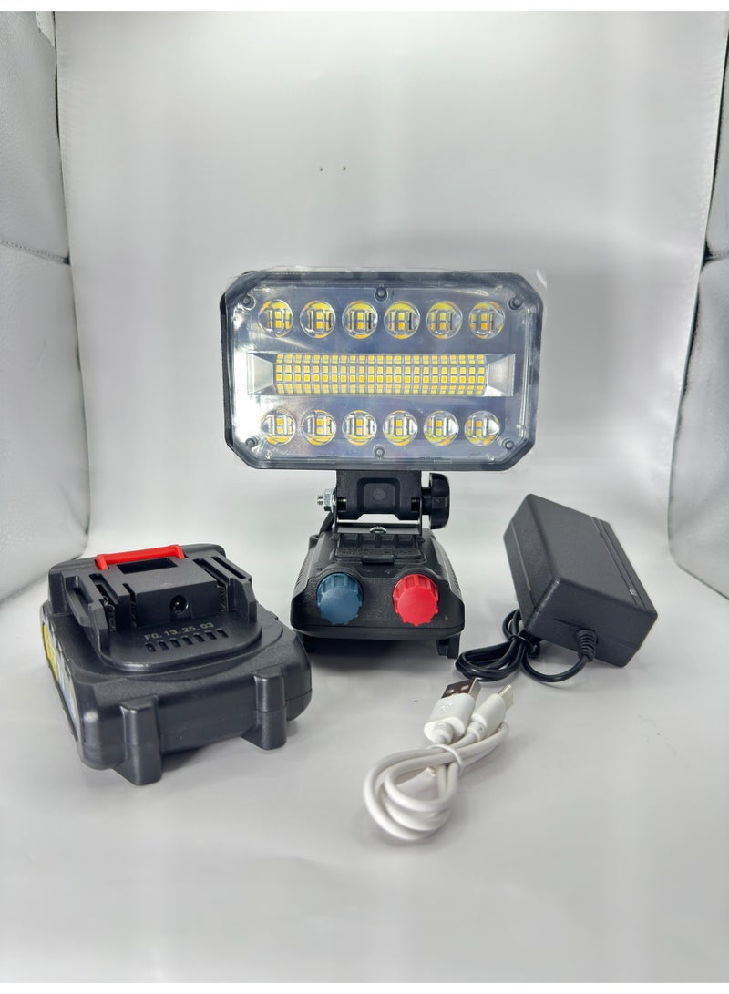 Generic 18V LED Work Light – Cordless Square Job Site Lamp with 90° Rotatable Head, Dual Warm & White Light Modes – Portable Flashlight for Emergency, Camping, Outdoor & Security Use  - Image 5