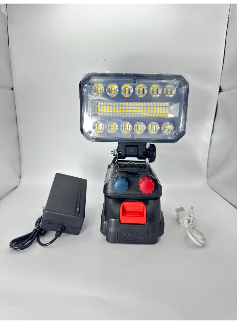 Generic 18V LED Work Light – Cordless Square Job Site Lamp with 90° Rotatable Head, Dual Warm & White Light Modes – Portable Flashlight for Emergency, Camping, Outdoor & Security Use  - Image 4