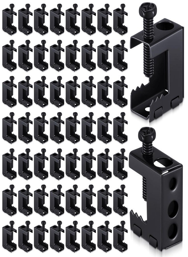Tandefio 50 Pcs 1/4"-20 Spring Steel Beam Clamps Metal Beam Hangers Bolt on Clamp for Installation on Beams 1/4" and 3/8" Threaded Rod, S Hooks Bridle Rings for Pipe Cable Woodworking Tool (Black) - Image 1