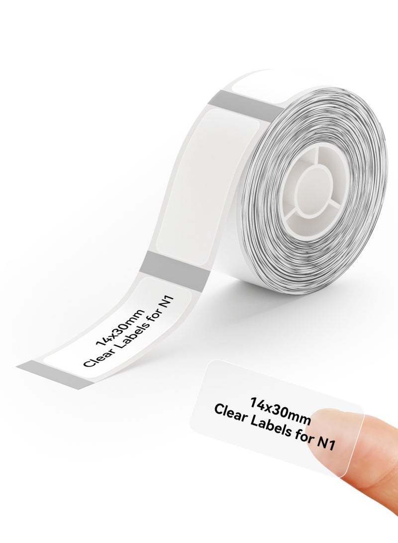 NIIMBOT Thermal Transfer Clear Labels 14×30mm,190 Labels/Roll, for N1 Label Maker, Transparent PET Material, Waterproof and High-Temperature Resistance, Long Storage Time, Clear - Image 1