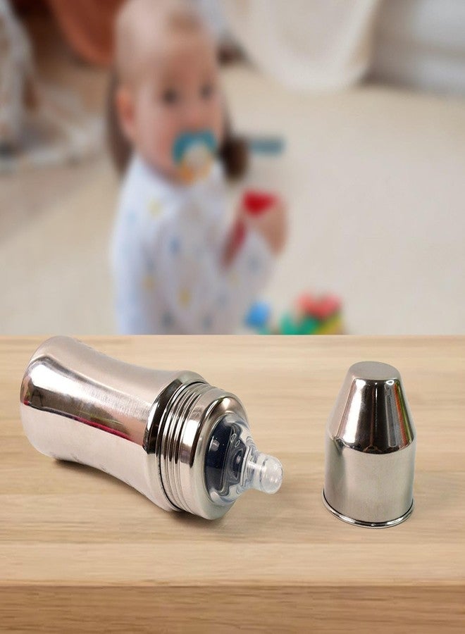 LANKESH ENTERPRISE Baby Feeding Bottle 240 ml, Stainless Steel Baby Milk Bottle with Soft Silicone Nipple, BPA-Free, Leakproof, Easy to Clean, for Babies 6-12 Months (Pack of 1) - Image 2
