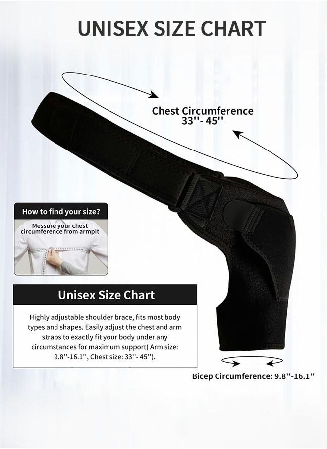 GROIC - Shoulder Brace, Support and Compression Sleeve for Torn Rotator Cuff, Dislocated Shoulder, Pain Relief, Adjustable Fits Brace Immobilizer Strap with Ice Pack Pocket - Image 1