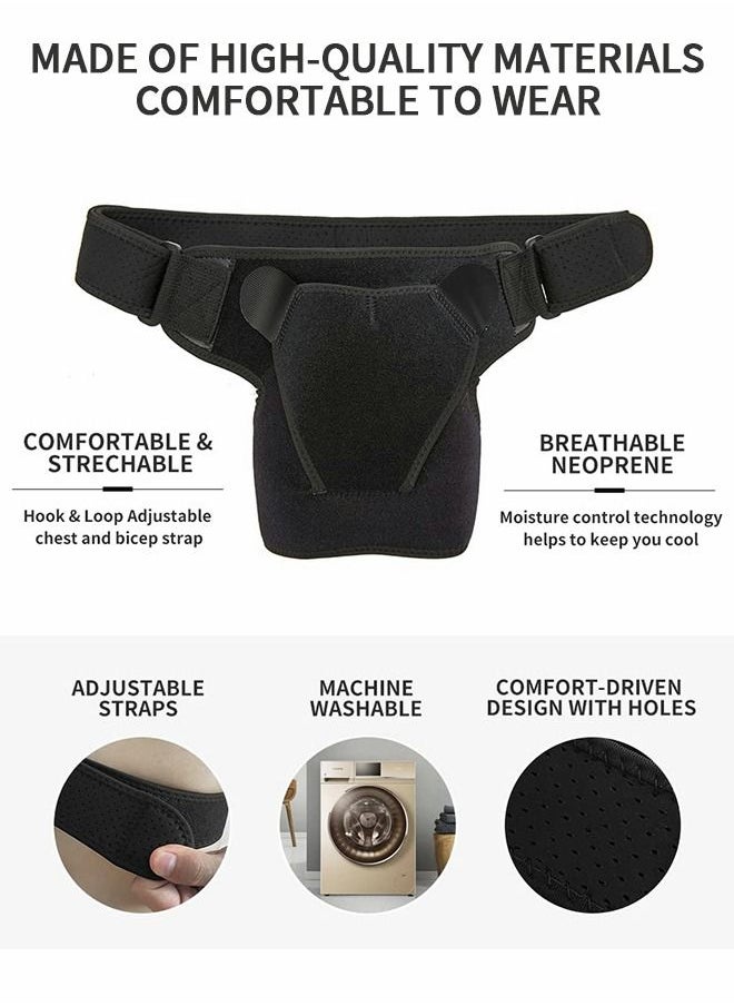 GROIC - Shoulder Brace, Support and Compression Sleeve for Torn Rotator Cuff, Dislocated Shoulder, Pain Relief, Adjustable Fits Brace Immobilizer Strap with Ice Pack Pocket - Image 1