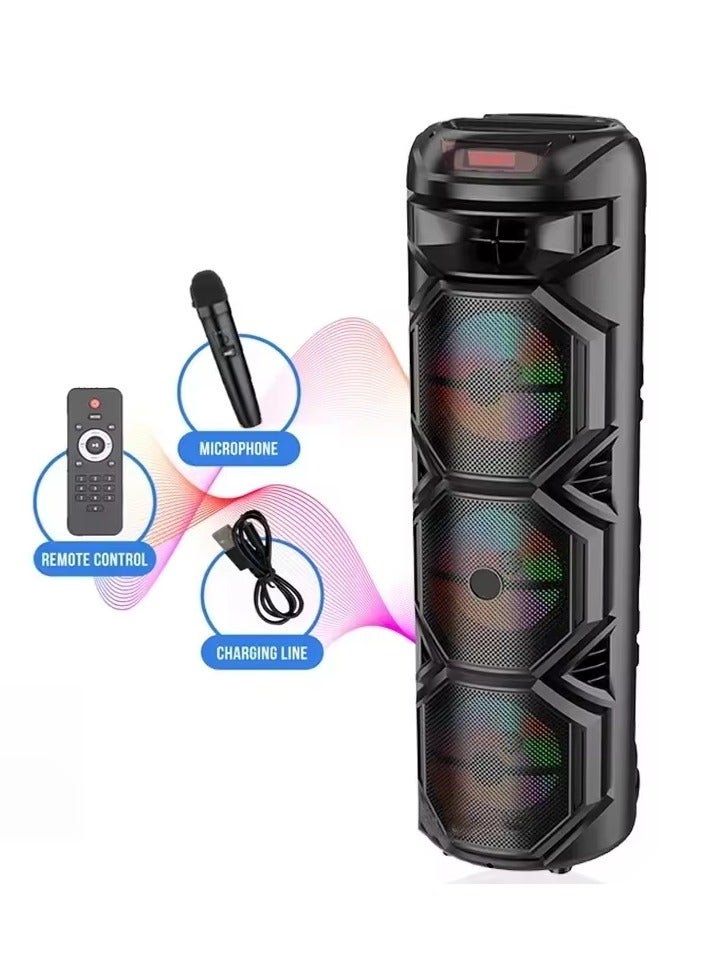 Wireless Bluetooth Sound Box with LED Light, High Power, 3 Speakers, 8 Inch, 20W, Party, DJ, Stage, Karaoke, Speaker, ZQS8301 