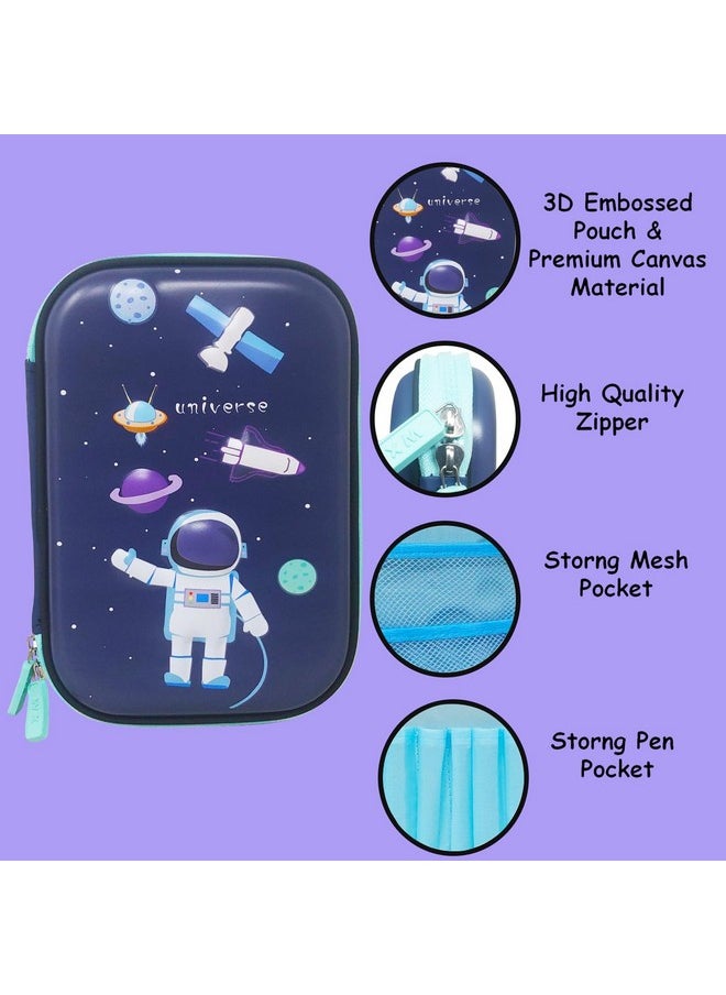 Parteet PARTEET Canvas Big Size Eva 3D Cover Large Capacity Space Astronaut Pencil Case With Compartments For Students Kids Premium Stylish Pen Holder(Big Size Astronaut Pencil Case), Multicolor  - Image 2