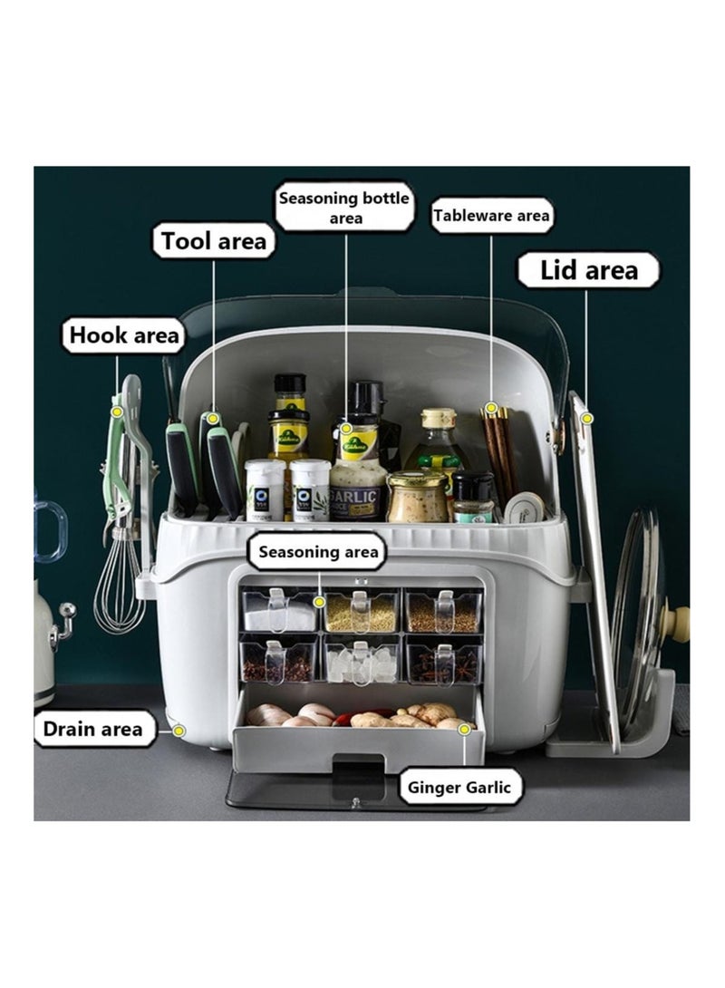 DARIYAH Household Box Multifunctional Rack Knife Holder Pot Cover Seasoning Storage Box XQ-018 - Image 2