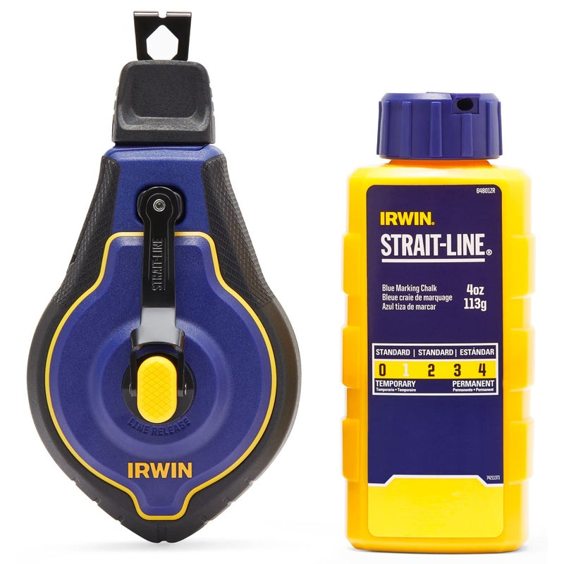 IRWIN IRWIN Tools STRAIT-LINE Chalk Line, Speedline Pro Reel, Blue, 100 ft. (IWHT48443BC)  - Image 1
