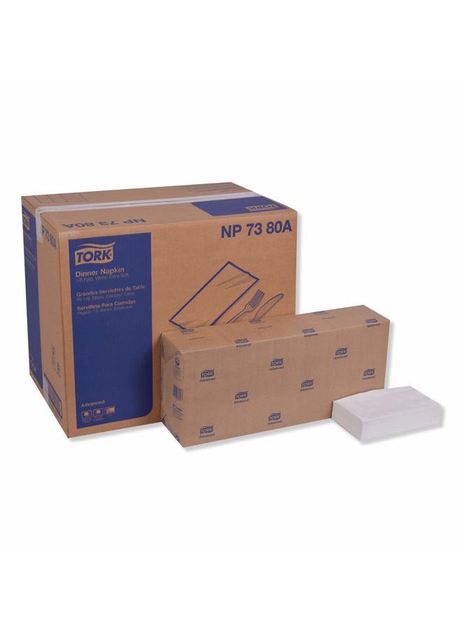 Tork Advanced NP7380A Extra Soft Dinner Napkin, 1/8 Fold, Rose/Key Embossed, 3-Ply, 17" Width x 16.125" Length, White (Case of 6 Packs, 290 per Pack, 1,740 Napkins) - Image 1