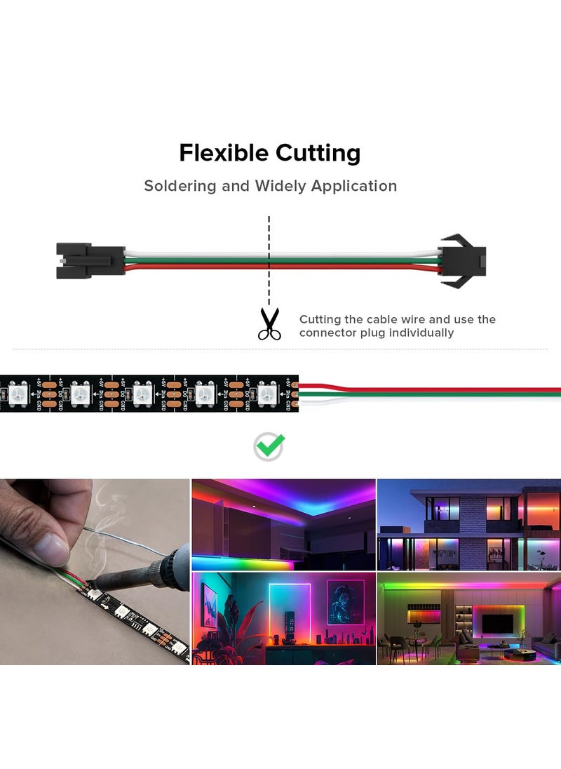 BTF-LIGHTING BTF-LIGHTING 5Pcs/Pack 20AWG 3 Pin JST SM Male Female Plug LED Connector 1.64FT/0.5m Extension Cable for WS2812B WS2811 WS2814 SK6812 FCOB WS2811 IC LED Strip Lights Solderless Controller Wire  - Image 3