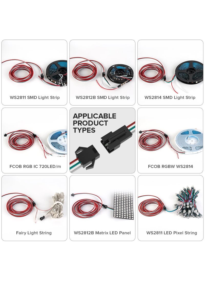 BTF-LIGHTING BTF-LIGHTING 5Pcs/Pack 20AWG 3 Pin JST SM Male Female Plug LED Connector 1.64FT/0.5m Extension Cable for WS2812B WS2811 WS2814 SK6812 FCOB WS2811 IC LED Strip Lights Solderless Controller Wire  - Image 4