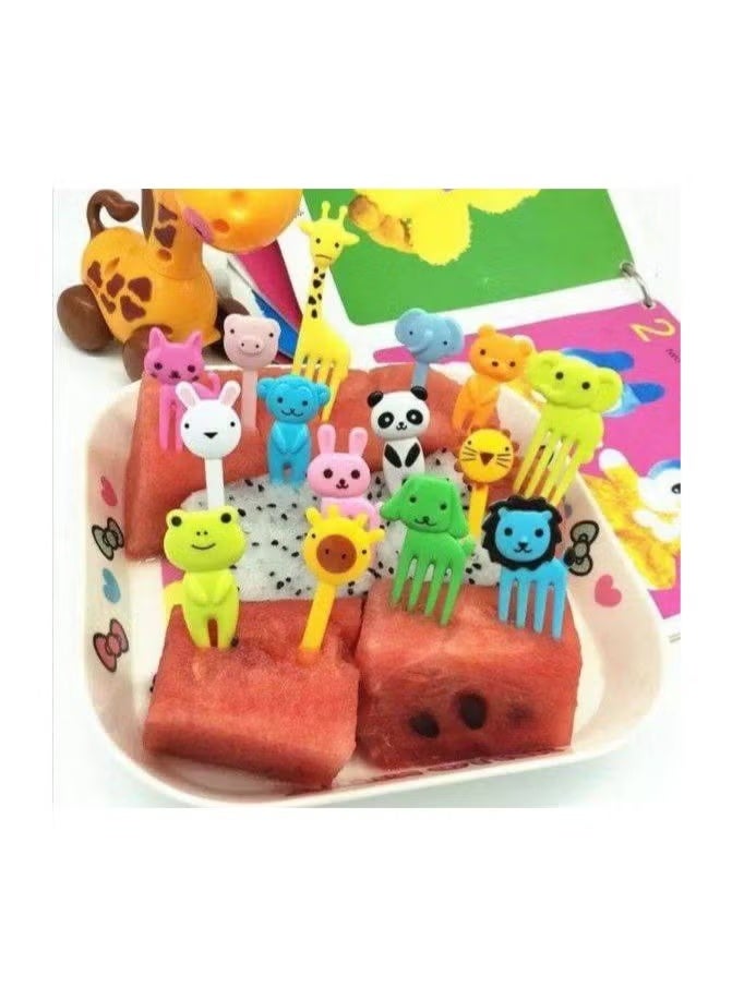 10Pcs Animal Food Picks for Kids Mini Cute Cartoon Forks Reusable Funny Fruit Picks for (Assorted Color) - Image 2